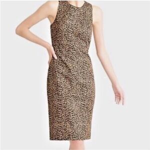 J.Crew Sleeveless Leopard Animal Print Sheath Dress Midi Size 10